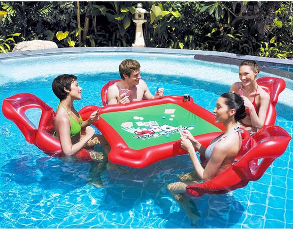 HOMEJU 4-Person Island Inflatable Water Group Pool Float,53" Diameter