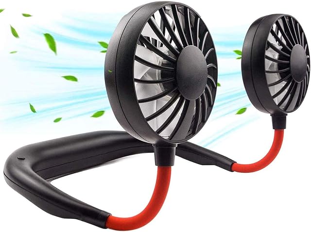 Portable Neck Fan Rechargeable Women : Men Neck Fan, Mini Hand-Free Neckband Hanging Fan with Strong Airflow, 3-Speed Personal Wearable Fan Cooling for Travel Sports Outdoor, Holiday Essentials