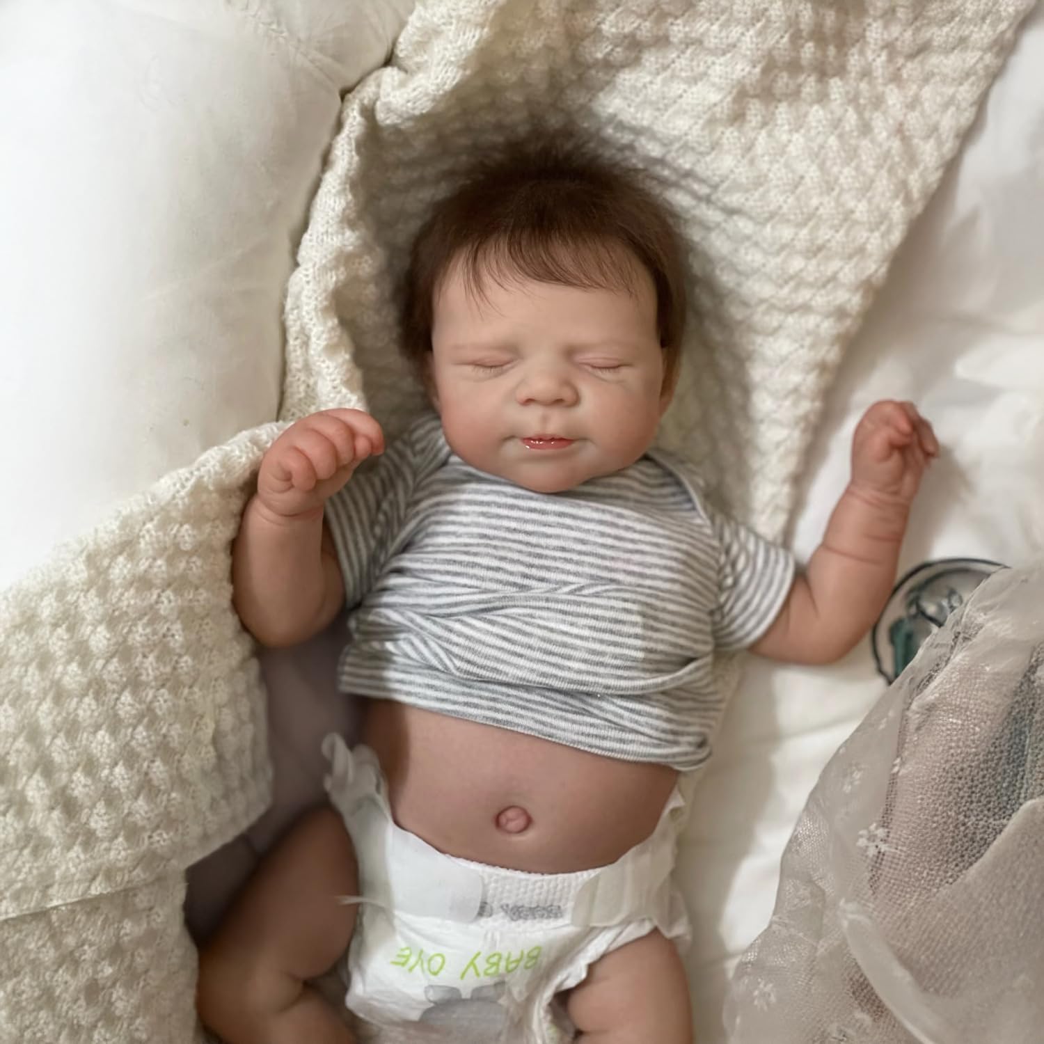 Realistyczna lalka Reborn Baby Doll Boy - realistyczny noworodek z ręcznie zakorzenionymi włosami, pełny winylowy korpus, anatomicznie poprawny, certyfikat EN71 i UKCA, wiek 3+