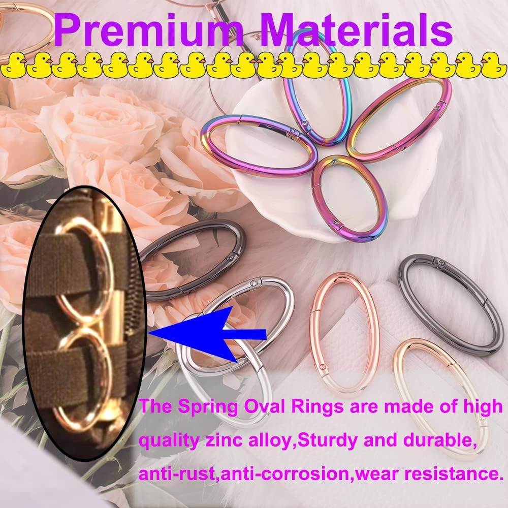 2"(50mm) Metal Oval Spring Ring Gate Oval Push Snap Hook Oval Ring Purse Clasp Webbing Bag Buckle for Handbag Leather (Light gold 4PCS) - Image 5