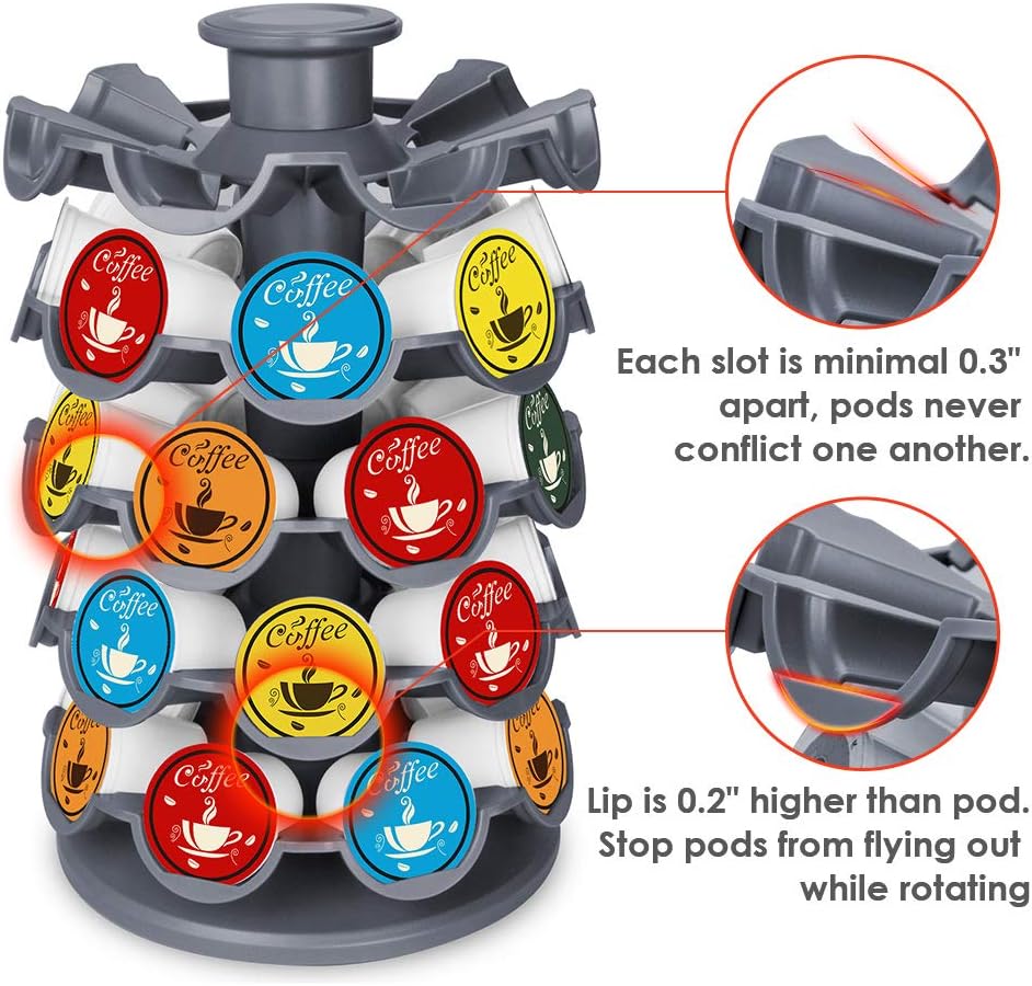Everie Coffee Pod Storage Carousel Holder Organizer Compatible with 40 Keurig K-Cup Pods : Home & Kitchen