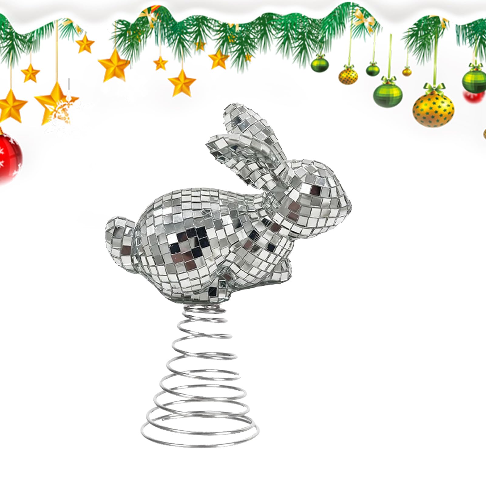 Figurine de lapin miroir effet disco brillant pour decoration moderne