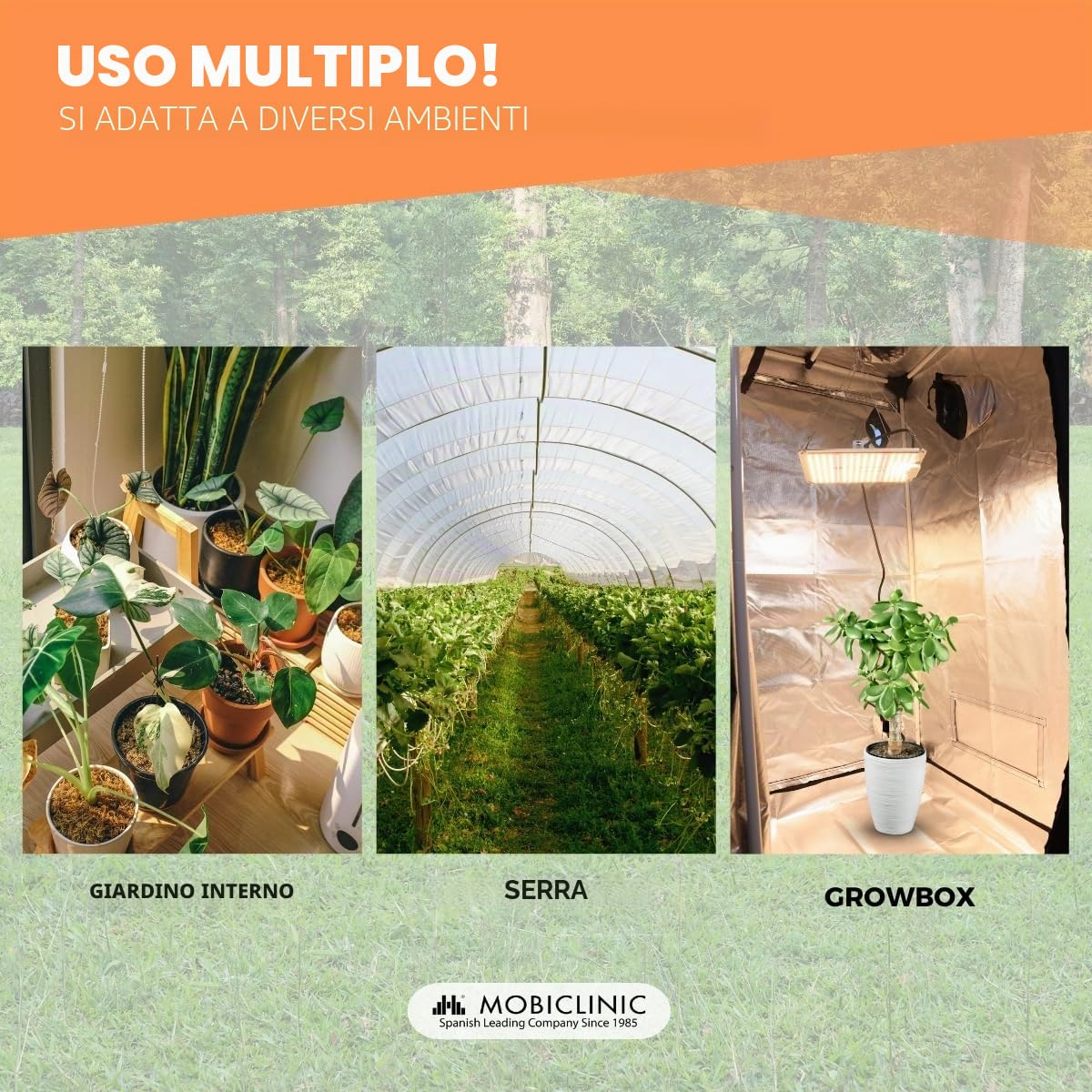 Mobiclinic®, Lampada per piante, Growlight, 100W, Spettro completo, Dimmerabile in 10 livelli, Led high end, Funzione dimmer, Efficienza 2, 8 mmol/j, Da interno, Ortaggi, Fiori