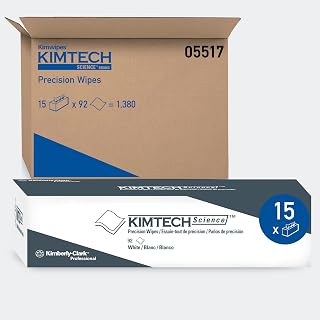 KIMBERLY-CLARK PROFESSIONAL Kimtech™ Science Precision Wipes (05517), 2-Ply, White, 15 Pop-Up Boxes / Case, 92 Sheets / Box, 1,380 Sheets / Case