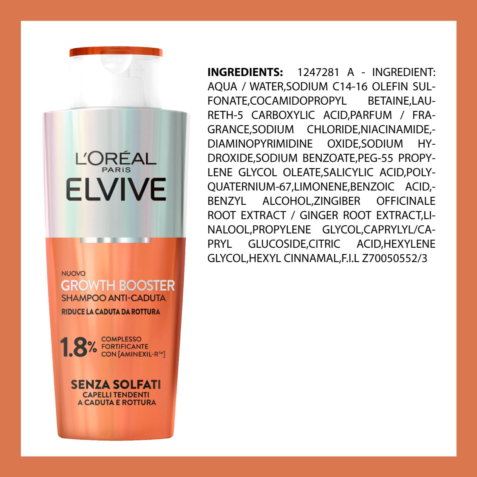 L'Oréal Paris Elvive Kit Anticaída para Cabello Dañado Growth Booster con Champú 200ml + Acondicionador 150ml + Suero 102ml Fórmula con Aminexil-R Niacinamida Extracto de Raíz de Jengibre - Juego de 3