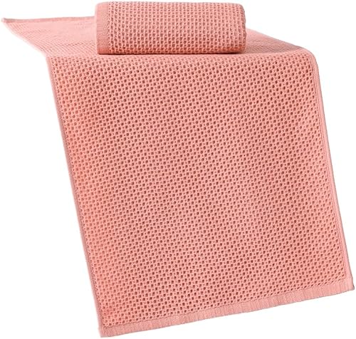 Miniatura 2 de Juego de 2 toallas de mano de punto gofre, ligeras, altamente absorbentes, de secado rápido, 100% algodón, para baño, hoteles, viajes, spa y