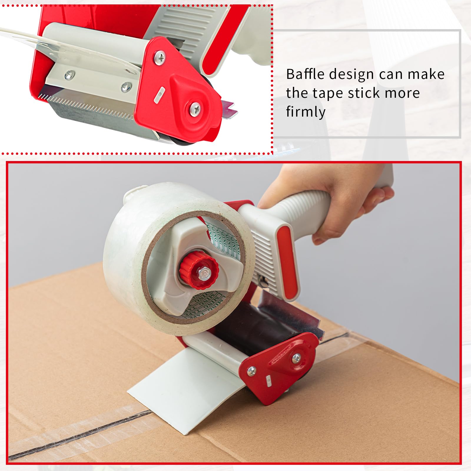 WILLBOND Confezione da 3 pistole per nastro da 7,6 cm di larghezza, leggere e resistenti, per ufficio, casa, spedizioni, traslochi, scatole e imballaggi, colore: rosso