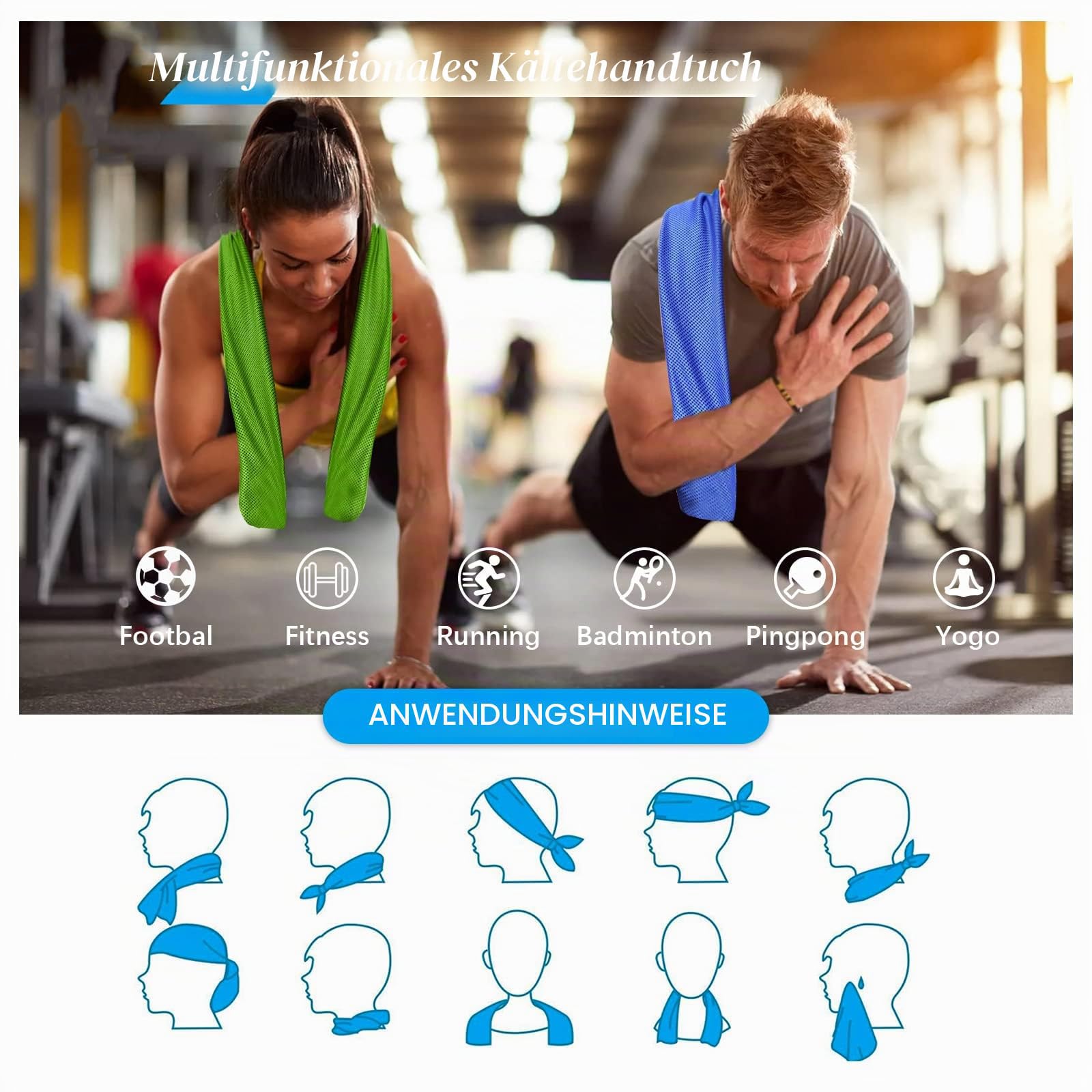 Lot de 30 serviettes rafraîchissantes, serviettes de sport, serviettes fraîches pour un refroidissement instantané, pour le yoga, les voyages, le golf, la gym, le camping, la course