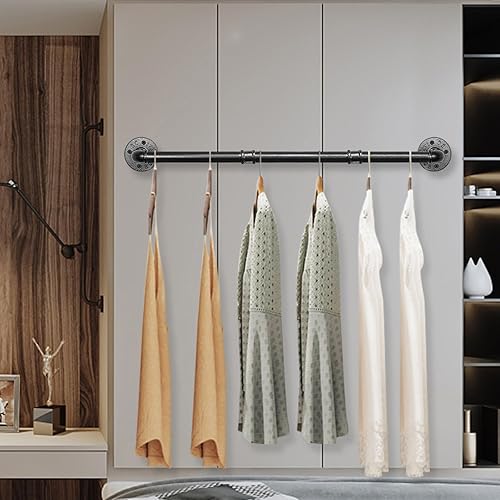 Miniatura 7 de NearMoon Toallero industrial de tubería, accesorio de toallero de baño resistente, montaje en la pared, soporte para toallas de baño de hierro