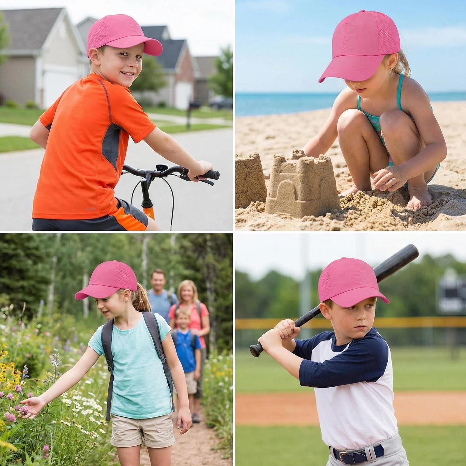 Gorra de Béisbol para Niñas, Sombrero de Cola de Caballo, Gorra De BéIsbol Ajustable, Ligero, De Secado RáPido, con Agujeros de Ventilación y Cierre de Velcro