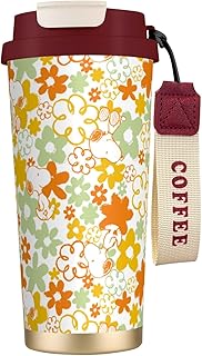 タンブラー スヌーピー 花柄 コーヒーカップ 500ml ストロー付き 水筒 マグボトル 魔法瓶 ステンレス製 保温保冷 3way 直飲み おしゃれ ストラップ付 通学 通勤 贈り物