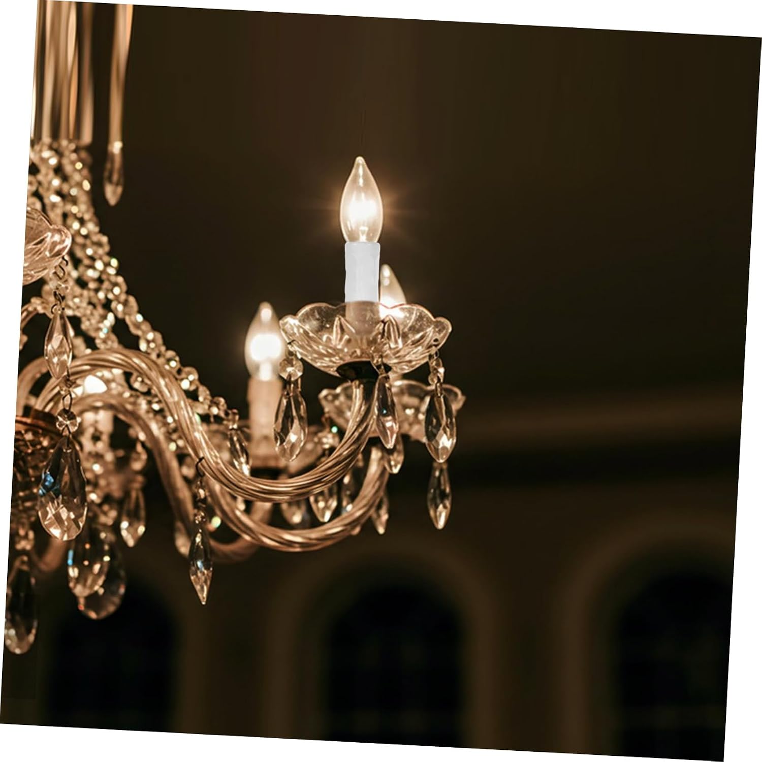 minkissy 6pcs White Iron Candle Socket Covers Compatible with E14 Bulb Bases, European Style Hanging Lamp Base Sleeves, Resist Deformation, for Lighting Fixtures and Chandeliers