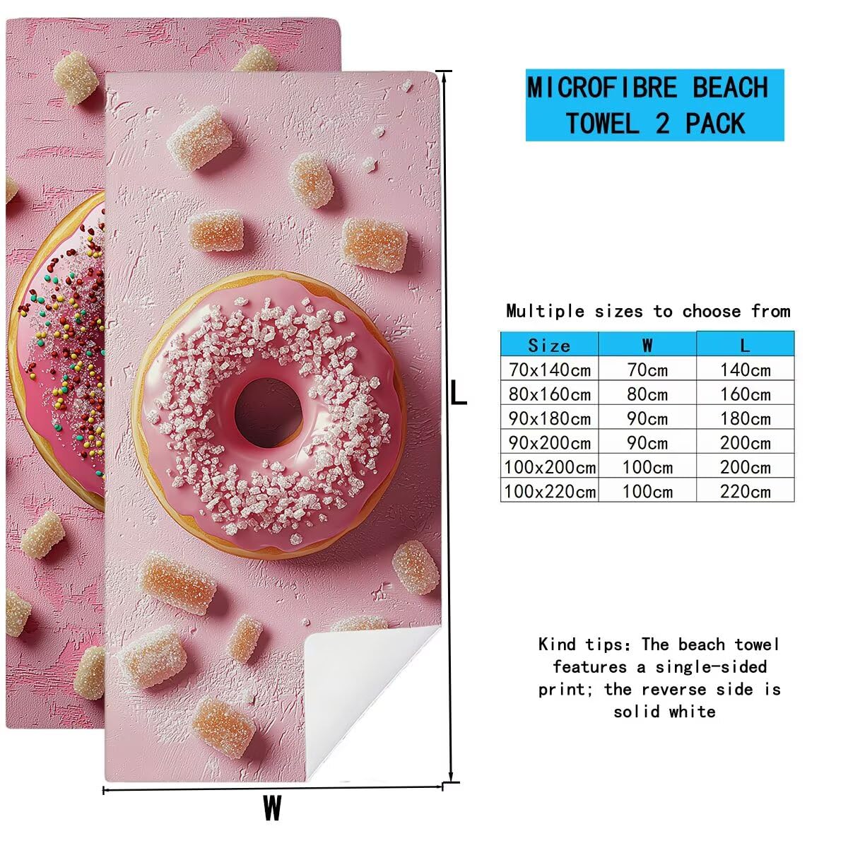 Ręcznik plażowy z mikrofibry, duży 100 x 200 cm, zestaw 2 szt., szybkoschnący, ręcznik do sauny, fitness, ręcznik sportowy, bez piasku, XXL, prezent dla kobiet -3624