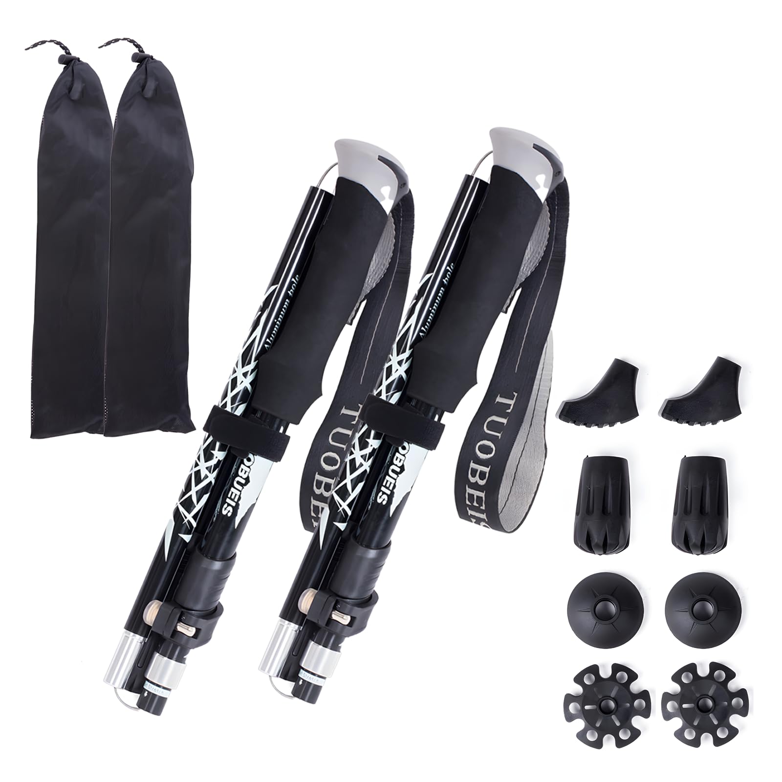 KinSeng Trekking Poles - Collapsible Hiking Poles, 2 Pack Lightweight Walking Sticks for Hiking, Aluminum Alloy Hiking Sticks with Lock and Telescopic for Hiking, Camping,Climbing