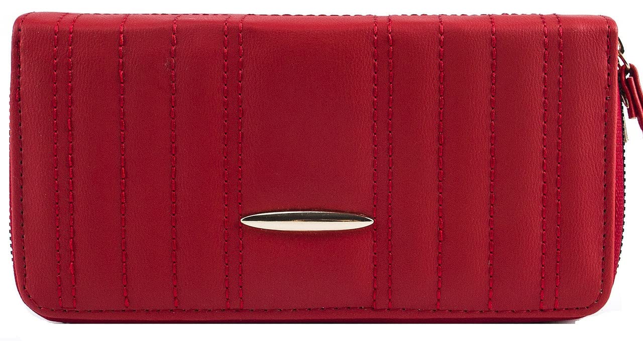 Wristlet Wallets for Women | Ladies Leather Clutch/Wallet | Large Capacity Zipper Purse/Card Holder Organizer for Women - W01-Russian Red…-image-7
