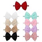 YanJie Handmade Elastic Hairband, Nylon Hair Bows for Girls Infant Toddlers Kids, 9 PCS One Size Fits All Hair Accessories for Newborn Baby