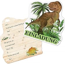 BETESSIN 12 x Dino T-Rex Invitations for Children's Birthday Party Dinosaur Invitations for Children for Birthday Boy Dino Party Dinosaur Theme Party etc.