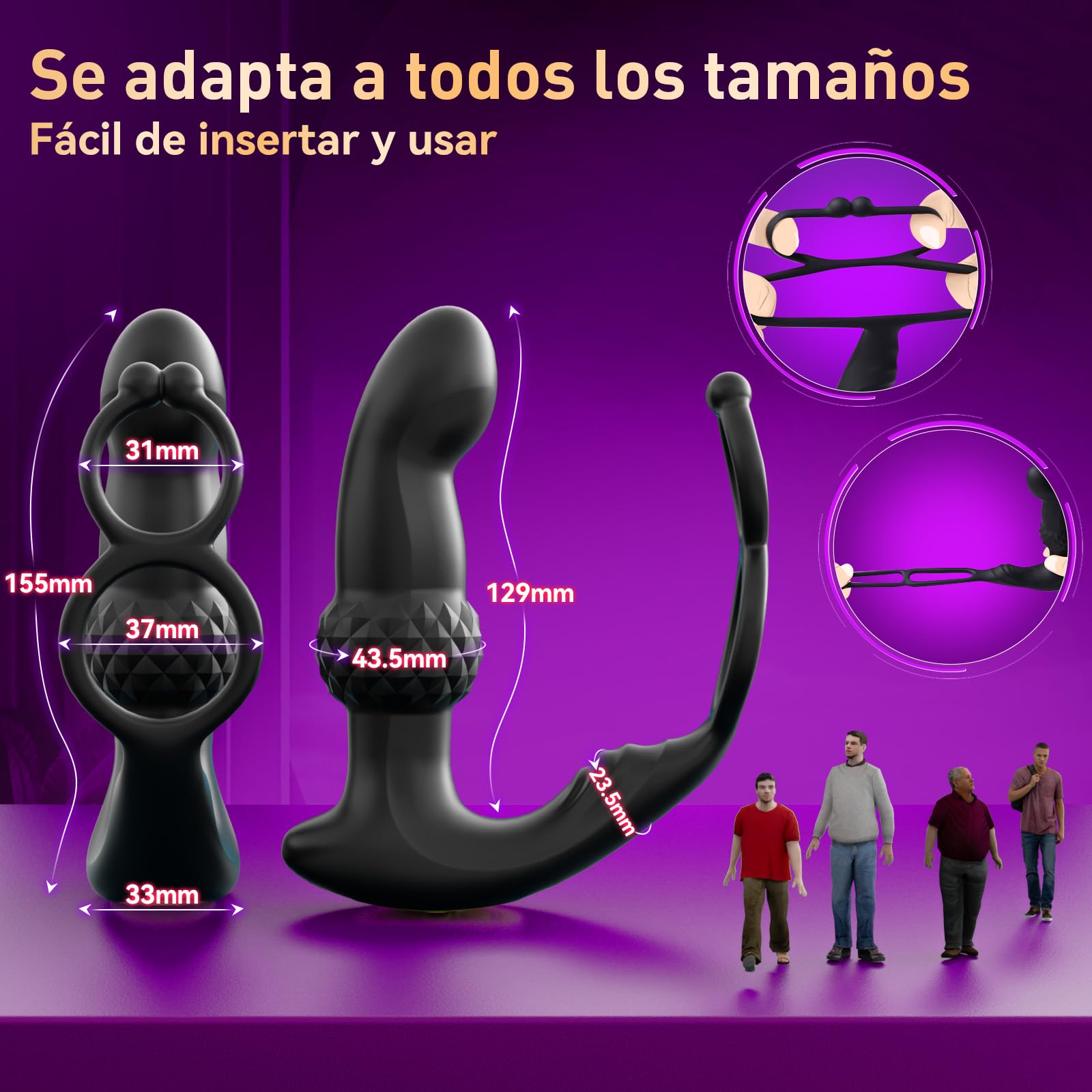 Antideslizante Estimulador Prostata con Anillo Vibrador, Plug Anal Vibradors Mando Distancia con 7 Modos de Columpios&Vibratorios, Juguetes Sexuales Hombre Masturbador Eróticos para Pareja Sexuales