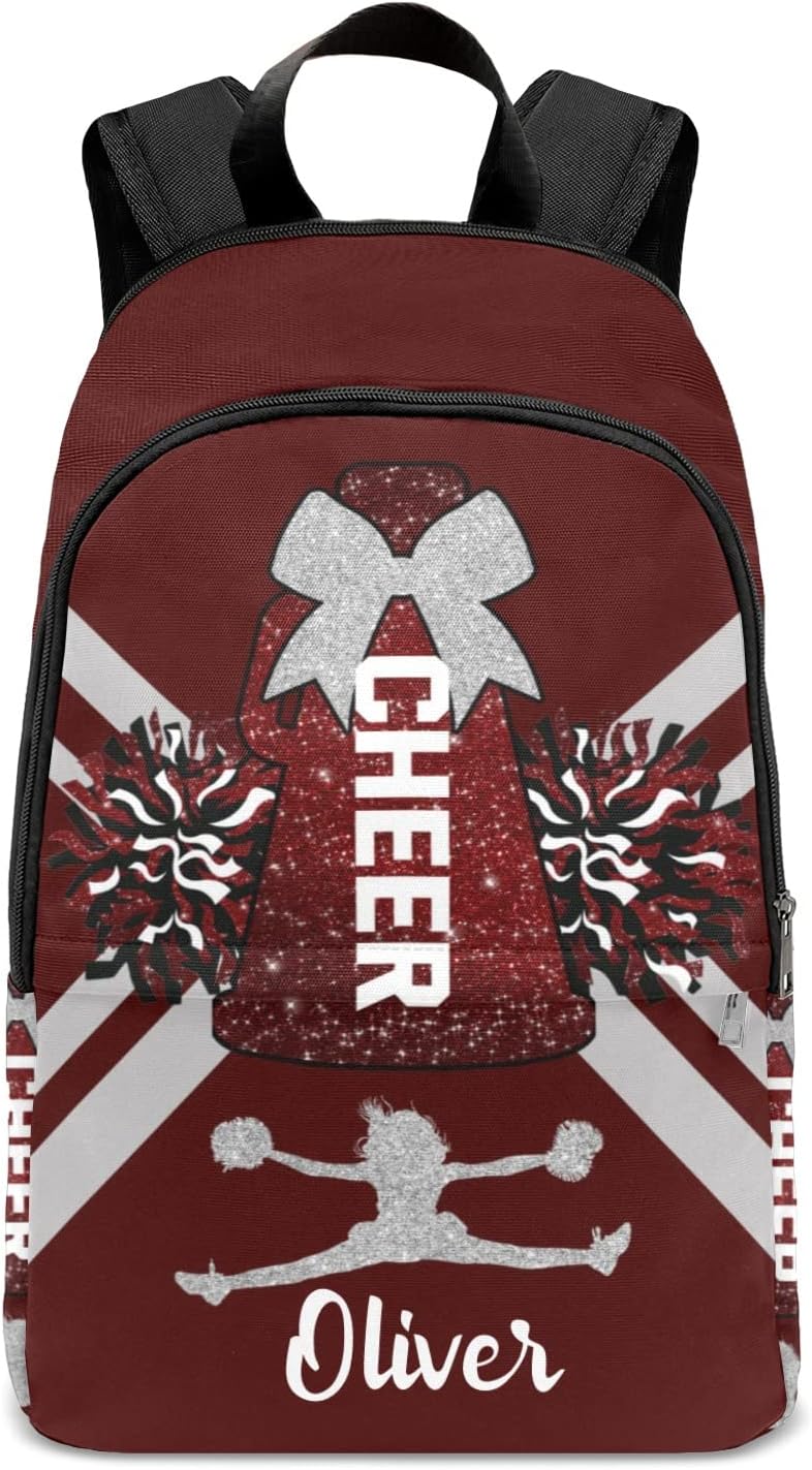 Red Gray Print Cheer Cheerleaders Backpack Shoulder Casual Travel Daypack Computer Laptop Bag for Women Men Gift