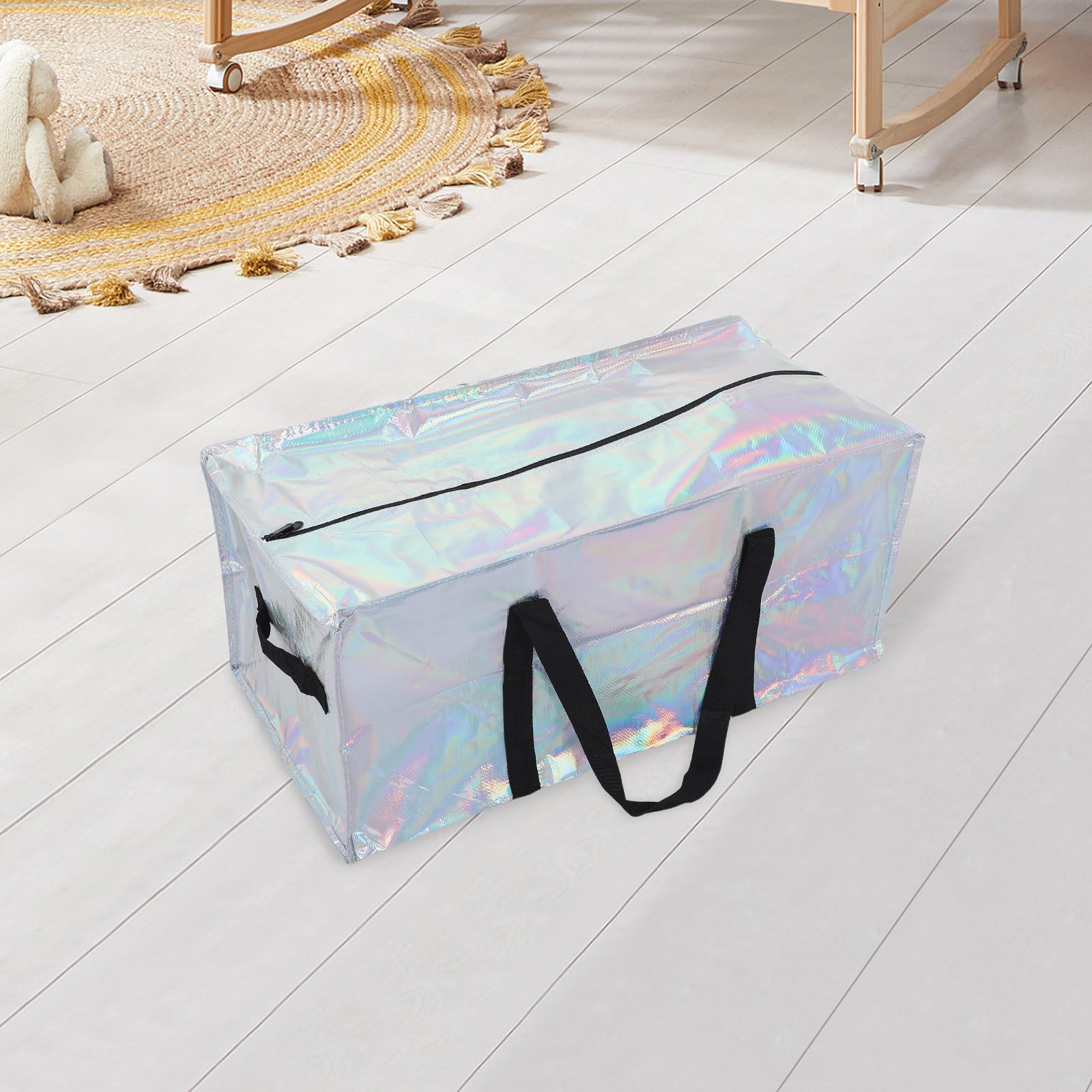 Kichvoe 4 Pezzi Sacchetto con Cerniera Rinforzata e Manici Larghi Extra Large Oxford Resistente All'umidità Portatile per Trasloco per Coperte e Indumenti Durante Traslochi e Dormitorio