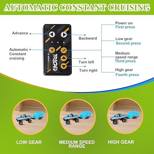 Miniatura 4 de Mini camión a control remoto, escala 164, auto de control remoto con luces, control remoto de 2.4 GHz, auto y remolque, velocidad y dirección