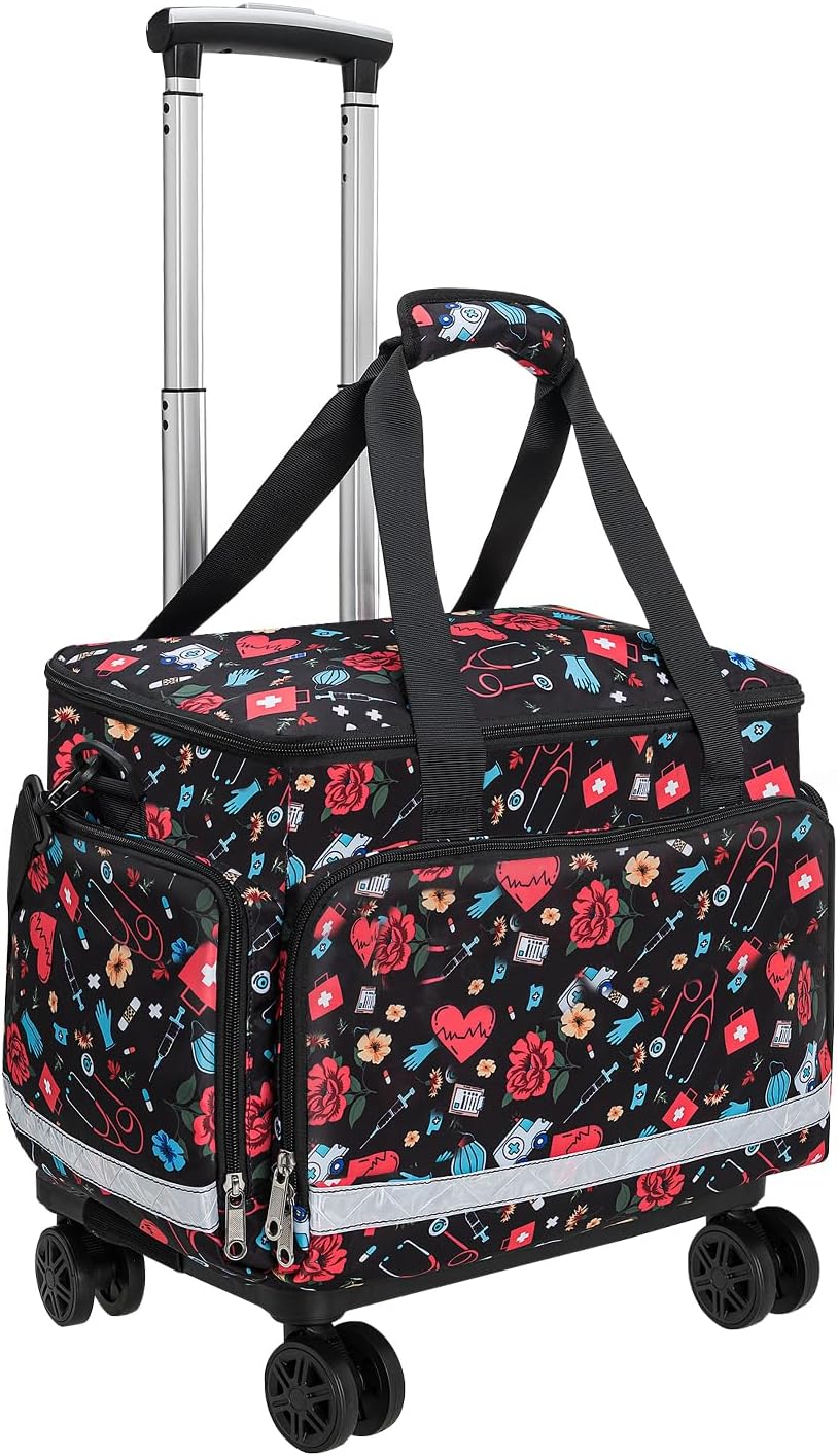 Medical Bag Rolling Roller Bag Trolley Duffel Nurses EMT