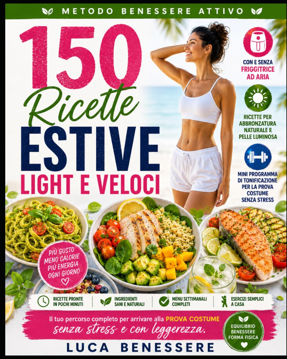 150 Ricette Estive Light e Veloci: Con e Senza Friggitrice ad Aria, Ricette per Abbronzatura Naturale e Pelle Luminosa + Mini Programma di ... Senza Stress (Metodo Benessere Attivo)
