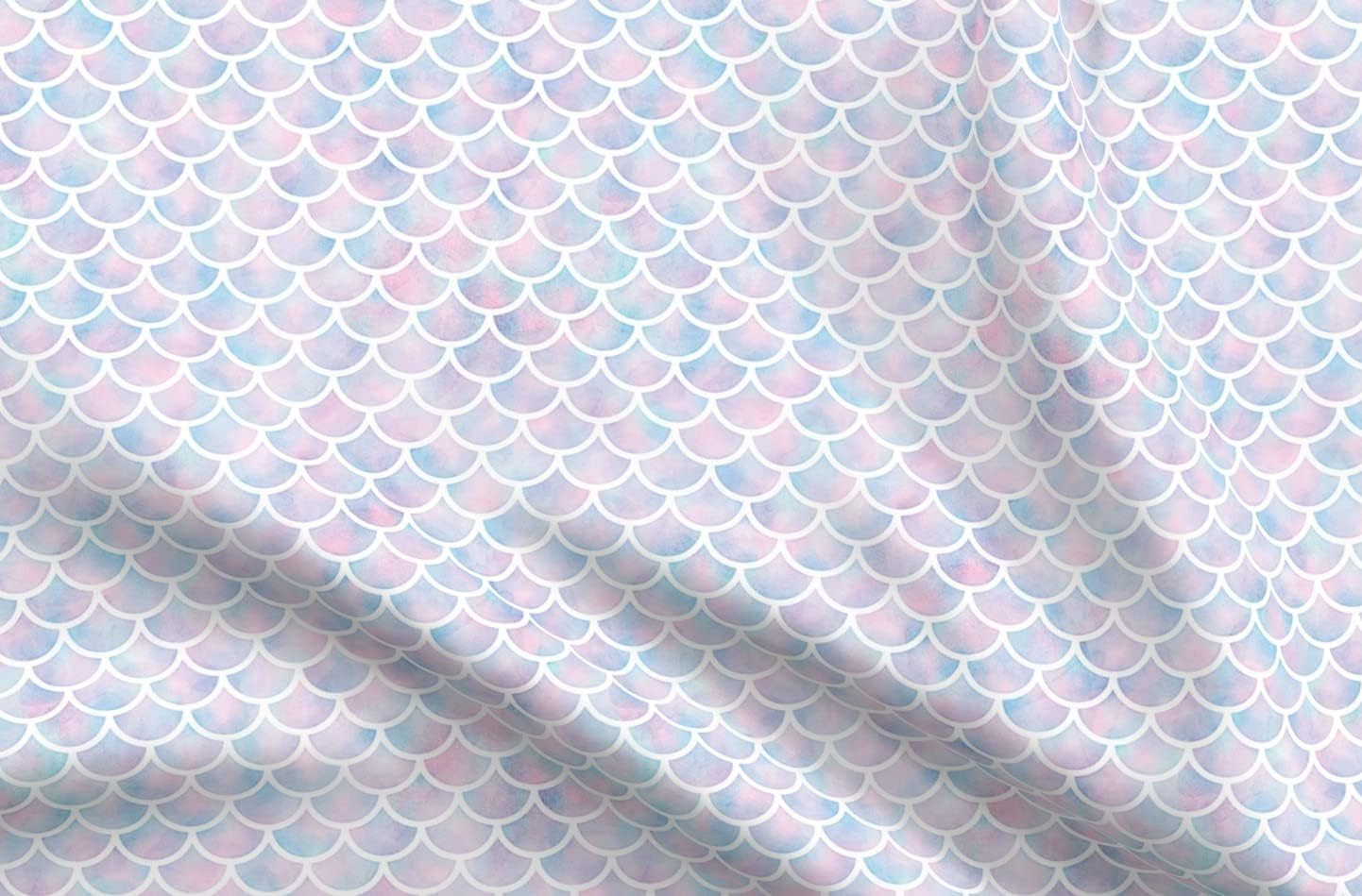 Spoonflower Fabric - Mermaid Scales Pattern Cotton Candy Watercolor Dragon Unicorn Color Printed on Petal Signature Cotton Fabric by The Yard - Sewing Quilting Apparel Crafts Decor