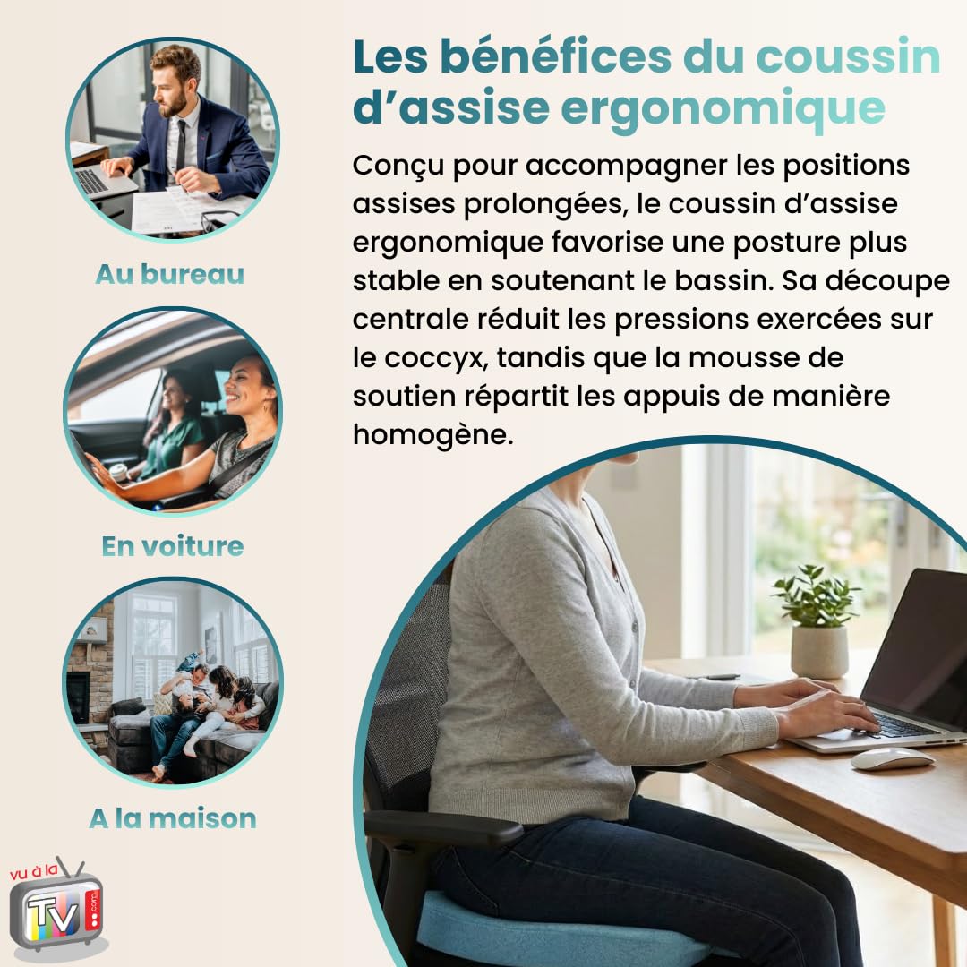 Coussin Ergonomique 45x36 cm avec Découpe Ingénieuse, Mousse Haute Densité, Housse en Viscose de Bambou très Doux au Toucher avec Picots antidérapants et poignée intégrée