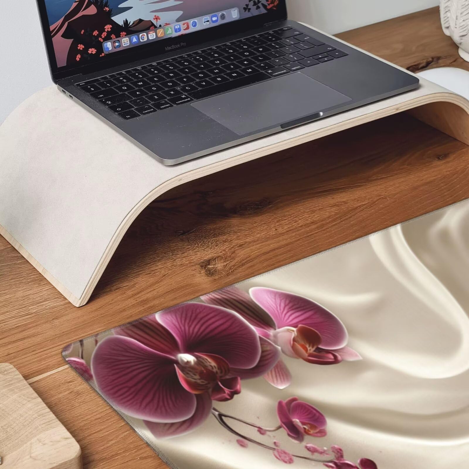 Fioletowa podkładka pod mysz XXL kwiat mata na biurko 1600 x 800 x 3 mm zmywalna podkładka do gier na laptopa, z antypoślizgową gumową podstawą do gier, PC, pracowników biurowych Y1467