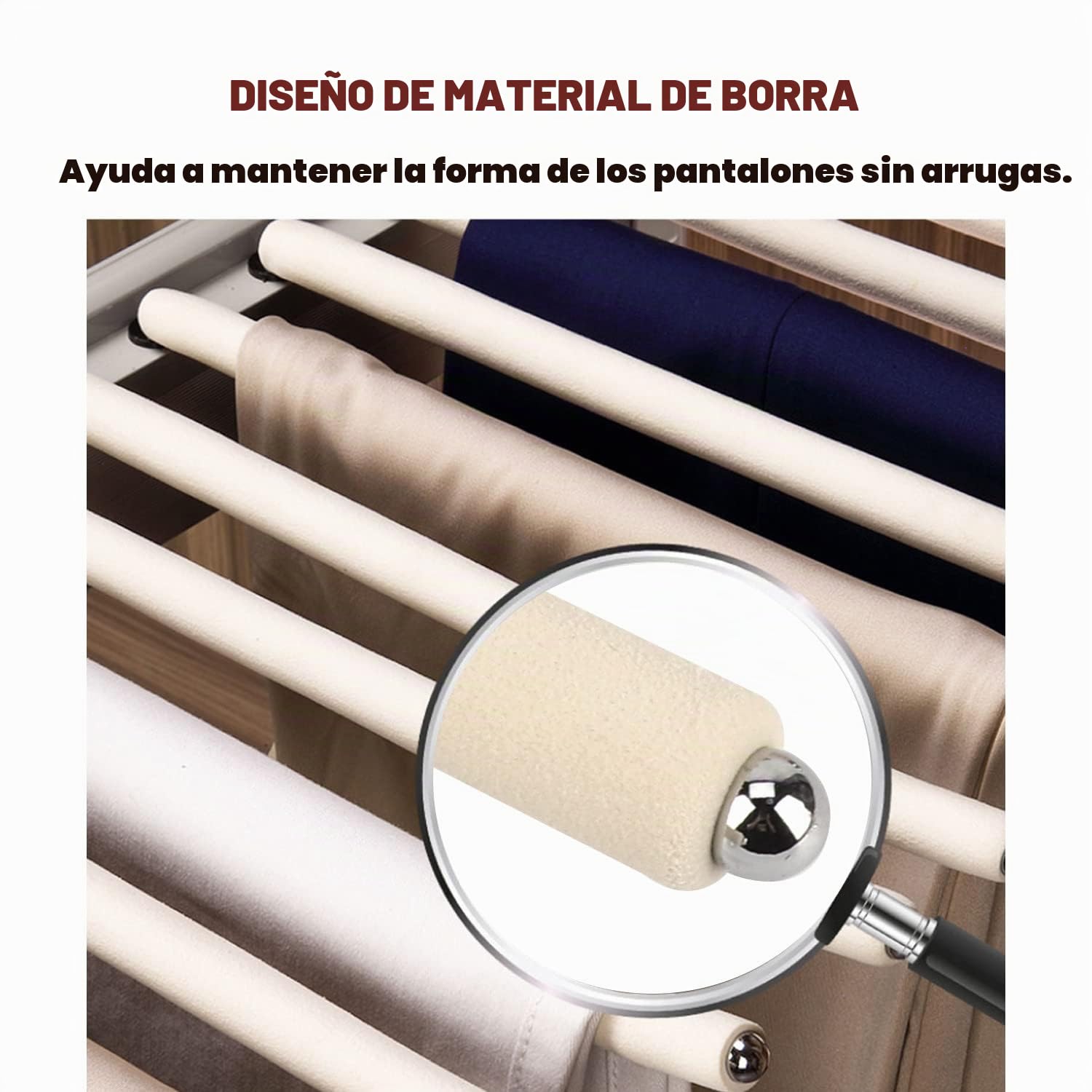 Nisorpa Pantalonero extraíble de 22 Brazos, Doble Fila, pantalonero Extensible, para Pantalones, pantalón, Perchas Que ahorran Espacio, Color Beige