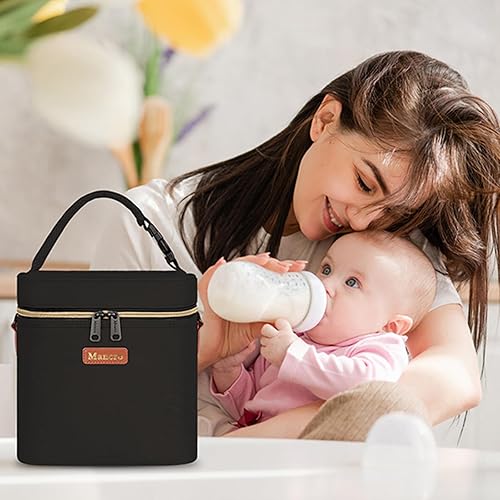 Miniatura 5 de Bolsa enfriadora de leche materna con bolsa de hielo, bolsa para biberones Mancro para 4 biberones de hasta 9 onzas con correa de hombro