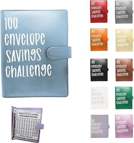Miniatura 1 de Carpeta de desafío de 100 sobres  Desafío de ahorro de sobres  Carpeta de desafío de sobre, manera fácil y divertida de ahorrar $5,050, carpeta de