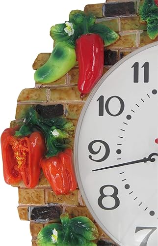 Miniatura 4 de Reloj de pared de resina pintado a mano, color pimienta, multicolor, batería silenciosa, sin tictac, cocina, sala de estar, reloj de pared para