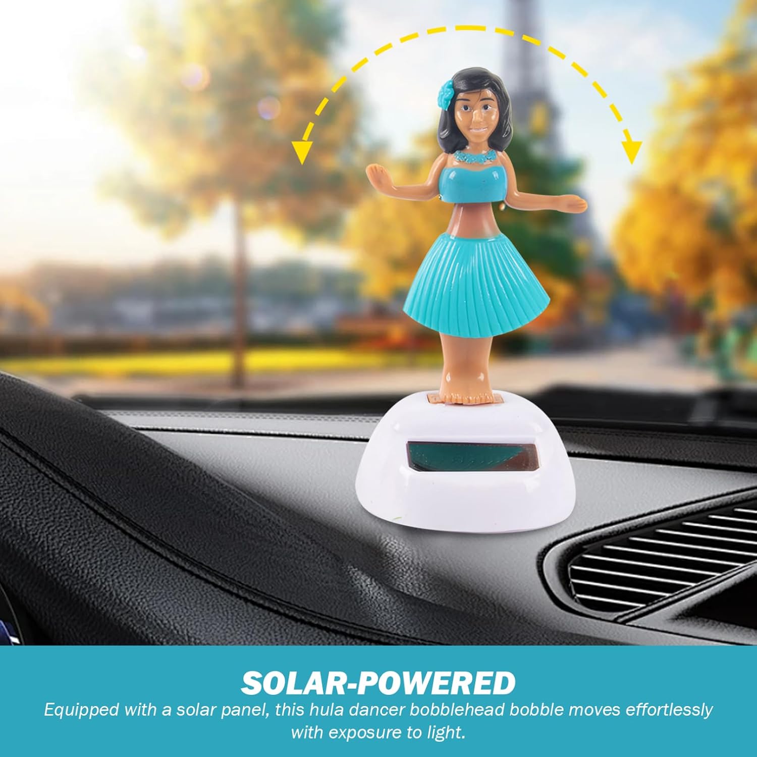Girl Dashboard Doll, 3.9 Inch Solar Hula Dancer Dashboard Bobble, Heat/Fade-Resistant Hawaiian Bobbleheads for Car Office Home image 5