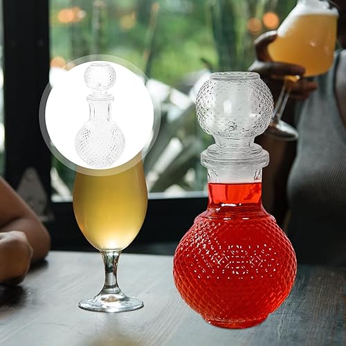 Miniatura 7 de Housoutil Decantador de licor con tapón de cristal para whisky, vino, vodka, bourbon, botella para decoración del hogar, bar, fiesta, transparente