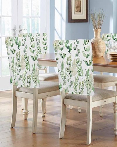 Savannan Classicsan48749 - Juego de 4 fundas protectoras para sillas de comedor, con hojas de eucalipto de verano, fundas protectoras para