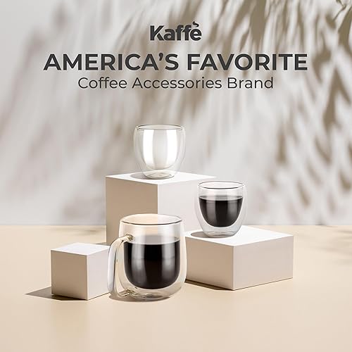 Miniatura 6 de Kaffe - Tazas de café de vidrio con aislamiento de doble pared (2 x 10 onzas), vasos de espresso transparentes, resistentes al calor, tazas de