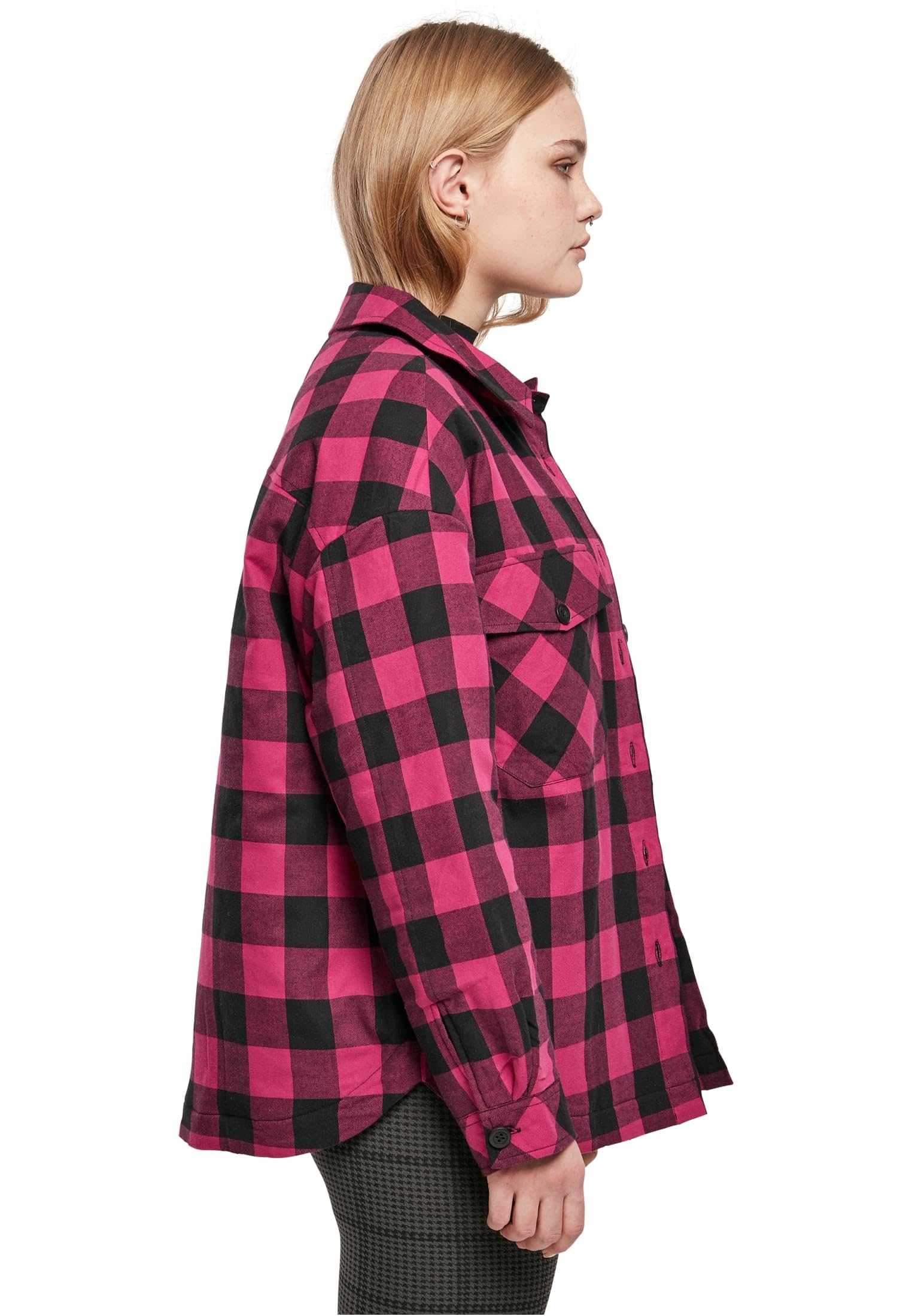 Urban Classics Damen Ladies Flanell Padded Overshirt