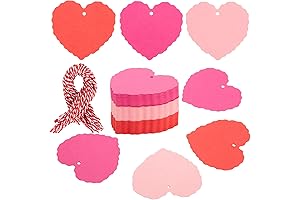 VGOODALL 120PCS Valentines Gift Tags Heart Tags with Strings Assorted Red Hanging Labels