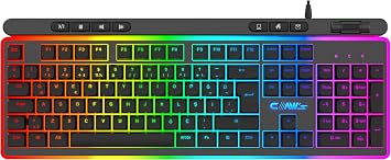 Claw's Nova K1 360° Full Membrane with Customizable RGB & Software Extra Multimedia with 104+7 Keys/Rollover Gaming Keyboard with Voice Control Mechanism