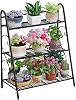 Flower Stand 3-Tier Multi-Function Storage Rack Iron Garden Rack Storage Shelf Outdoor Indoor Veranda Plant Pot Easy Assembly 24.812.228.3 inches