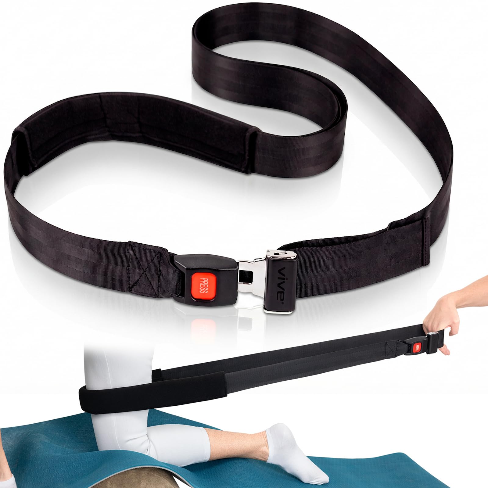 Vive Mobilization Belt for Physical Therapy with Buckle - Manual Traction Stretching Band - PT Traction Strap Belt for Stretching, Mobility, Massages & Exercise