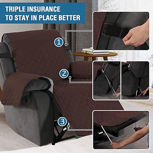 Miniatura 3 de Funda acolchada para sofá de 1 plaza, resistente al agua, antideslizante, protector de muebles, fundas lavables con correas elásticas para niños,