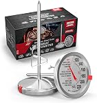 AWLKIM 2 Pack Thermomètre de viande analogique Coffre-fort Cadran sans batterie , Coffre à manches bimétalliques, Cuve à ressort, 2.5in Grand visage, pas de piles pour la dinde rôtie Grill BBQ Cuisson