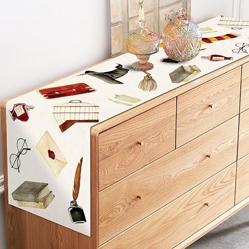 Miniatura 5 de Camino de mesa de mago de bruja, mago mágico, decoración de fiesta temática de cumpleaños, Halloween, hogar, cocina, comedor (13 x 72 pulgadas)