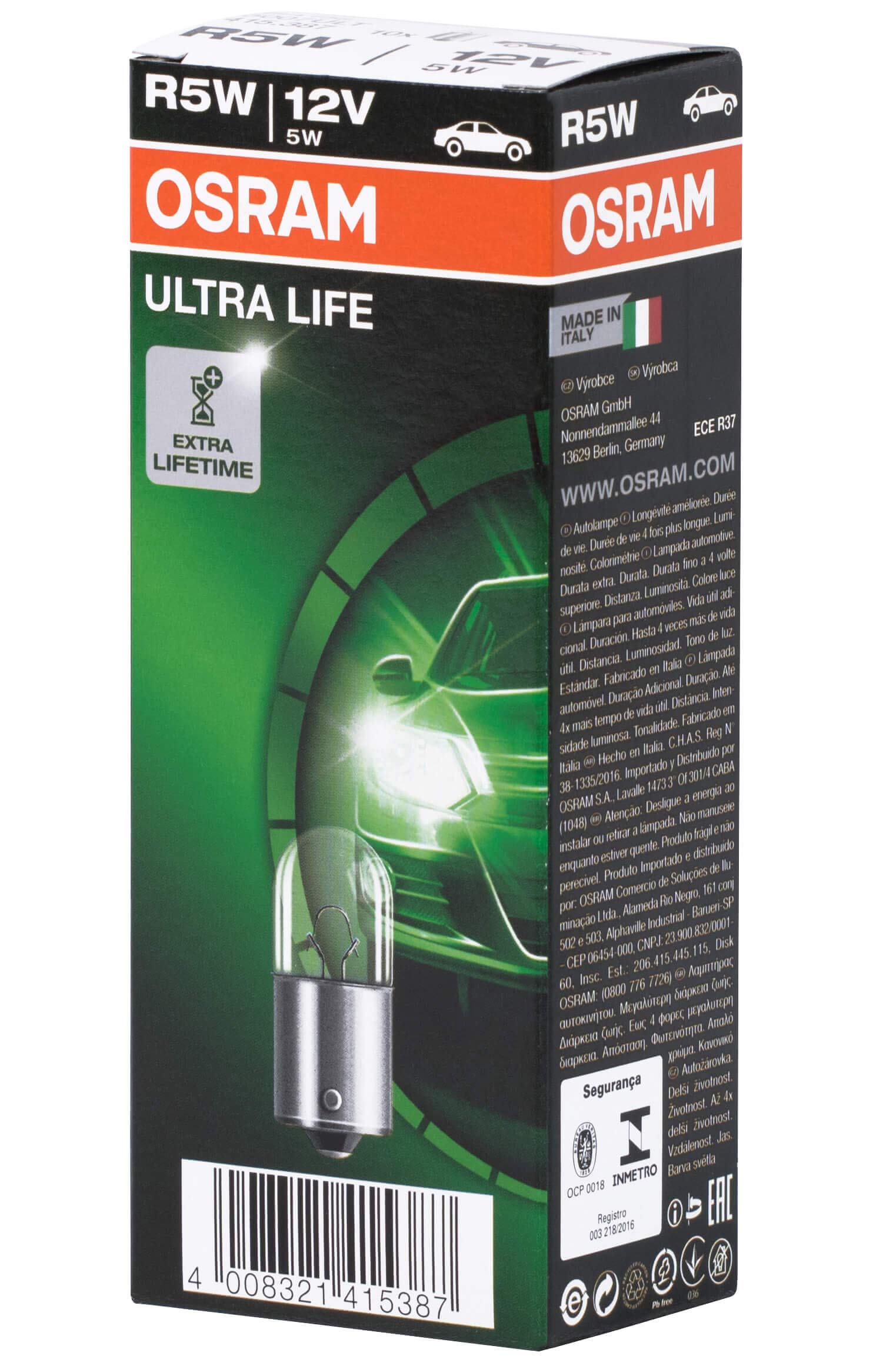 OSRAM ULTRA LIFE, R5W Światła pomocnicze, 5007ULT, 12,0 V, Składane pudełko (10 lampy)