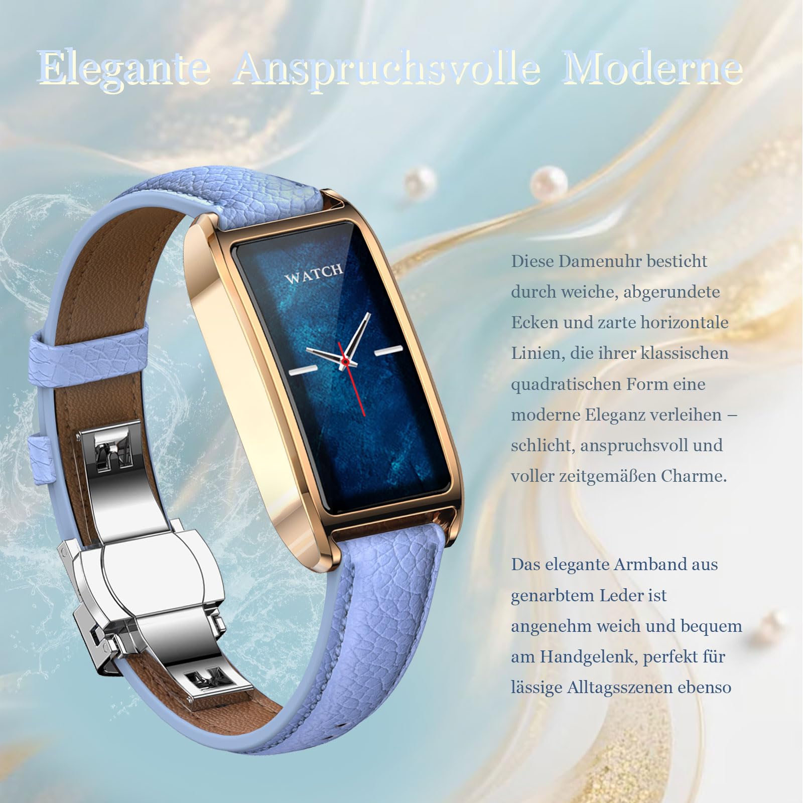 Fitness Tracker Damen Elegant Schwarz Gold Smartwatch Aktivitätstracker Pulsuhr Sportuhr mit Herzfrequenz Schlafmonitor Schrittzähler