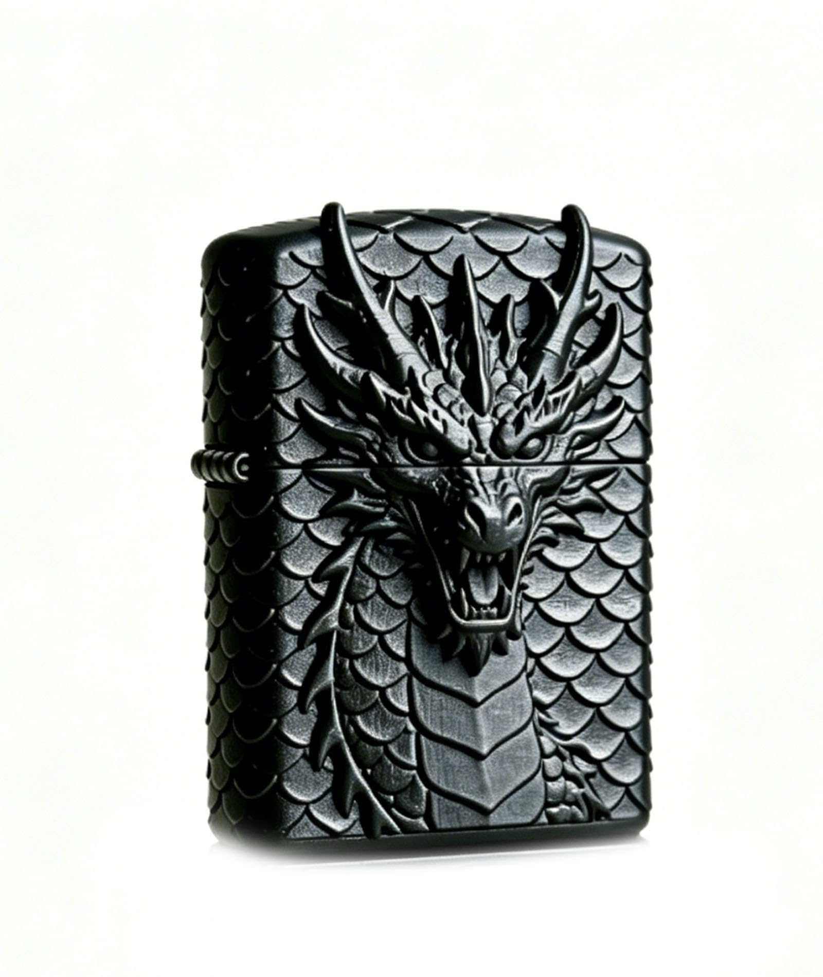 Dragon Kerosene Lighter Cool Vintage Carving Dragon Metal Trench Lighters Kerosene Refillable for Candle Camping (C)