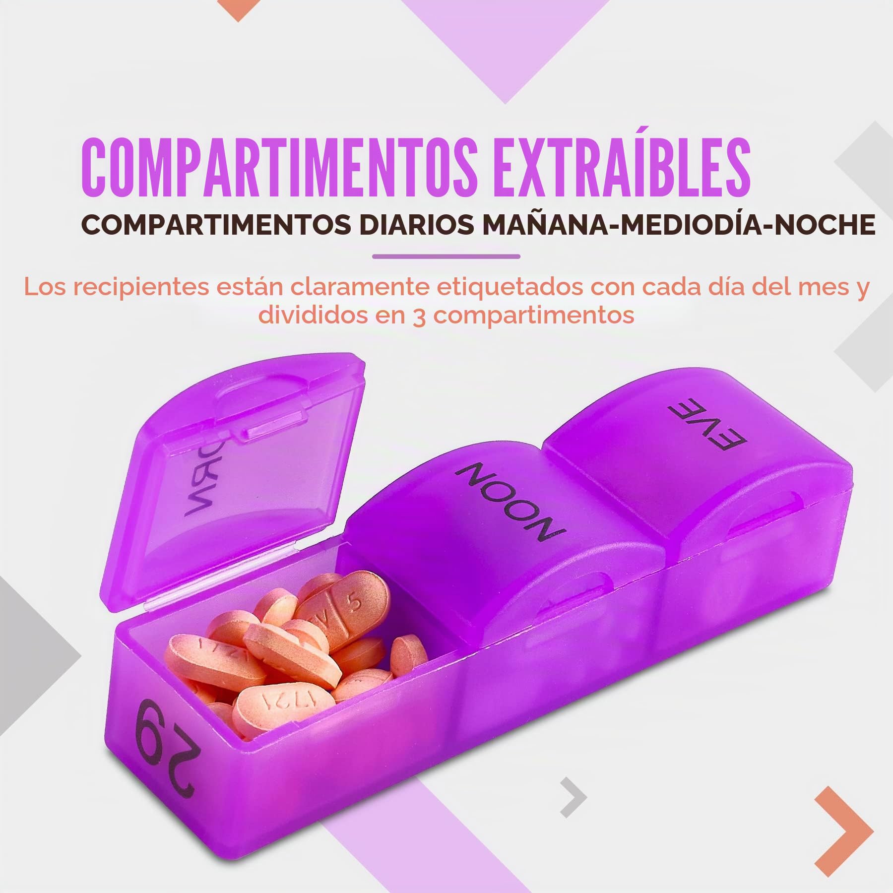 Organizador mensual de píldoras – Am/Pm Daily Pill Organizer 32 compartimentos para cada día, dispensador de píldoras y dispensador – BS0830J nuevo mensual Rainbow Morn-noon-eve